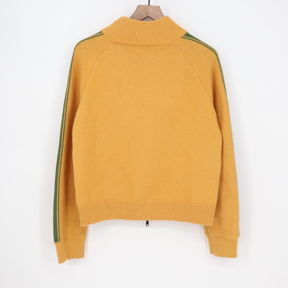 Track Jacket Womens Large Yellow Knit Ribbed Full Zip Mock Neck Raglan Sleeve - Picture 8 of 9